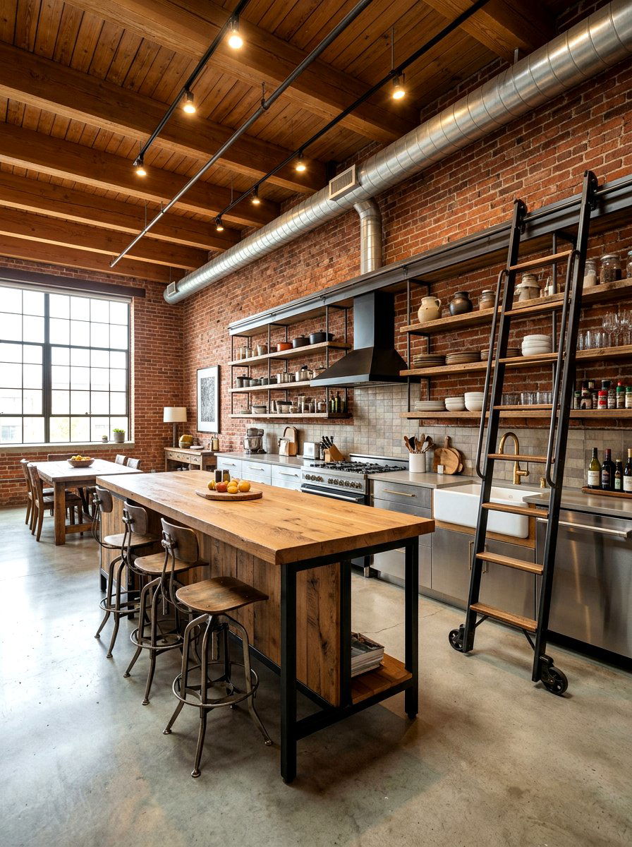 Industrial kitchen library ladder - 30 library ladder kitchen ideas