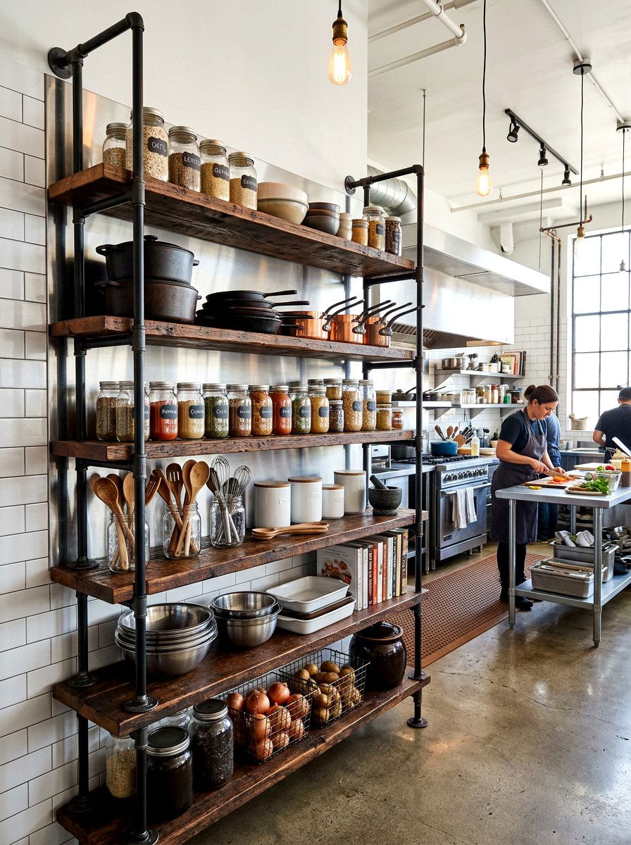 Industrial kitchen shelving unit - 30 freestanding furniture kitchen ideas