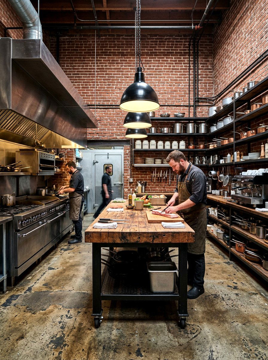Industrial kitchen with reclaimed wood - 30 butcher block countertop ideas