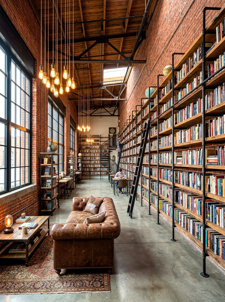 Industrial library - 30 home library ideas