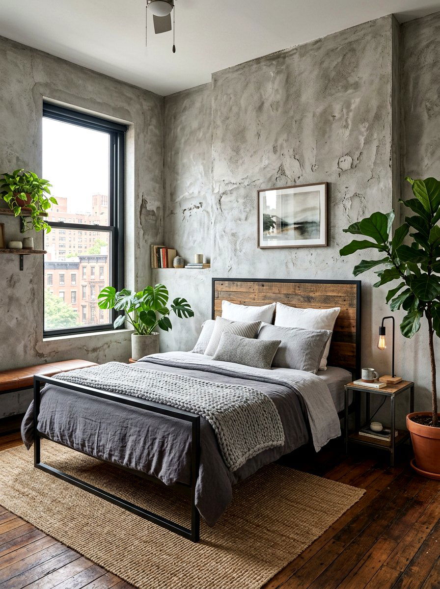 Industrial limewash bedroom - 30 limewash wall ideas
