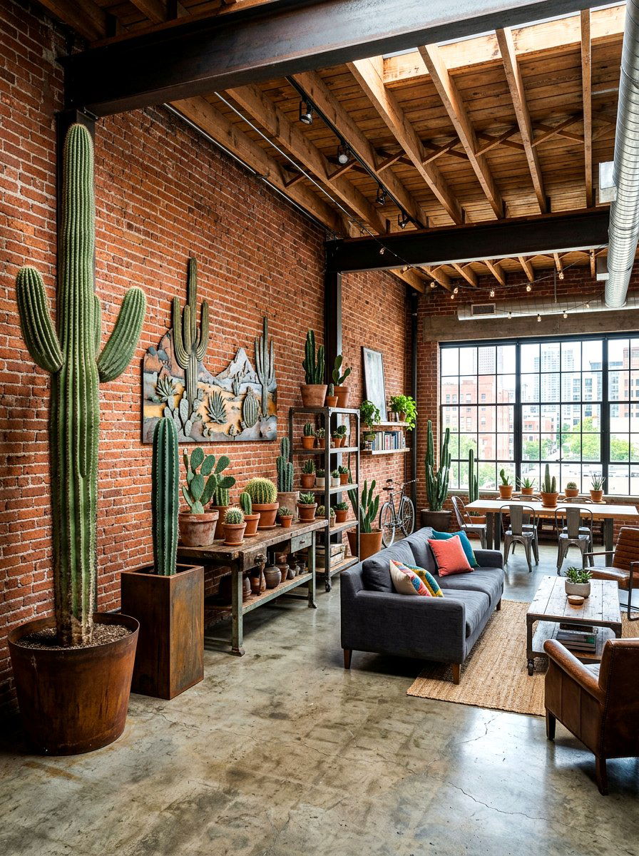 Industrial loft cactus decor - 30 cactus decor ideas