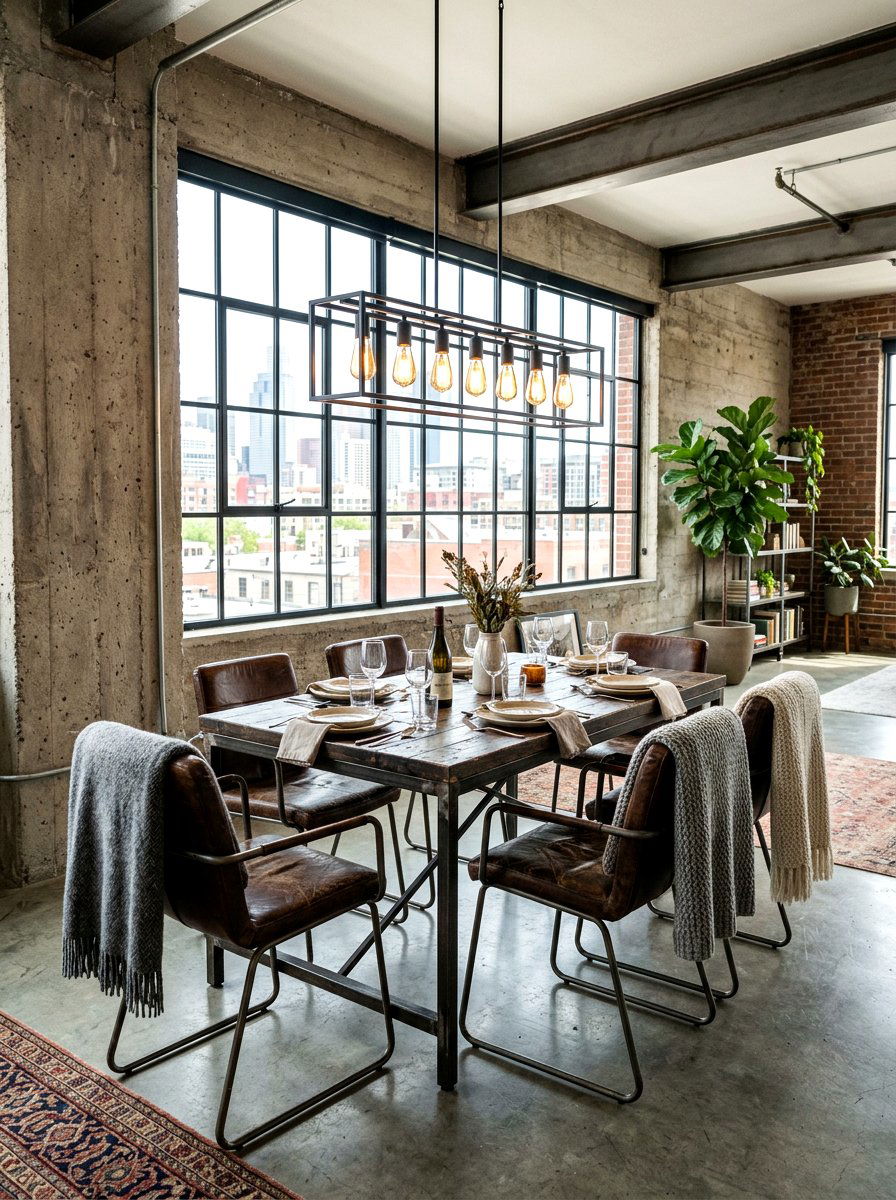 Industrial loft dining - 30 fall dinner party home ideas