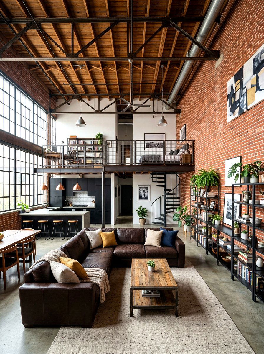 Industrial loft layout - 30 room zoning furniture layout ideas