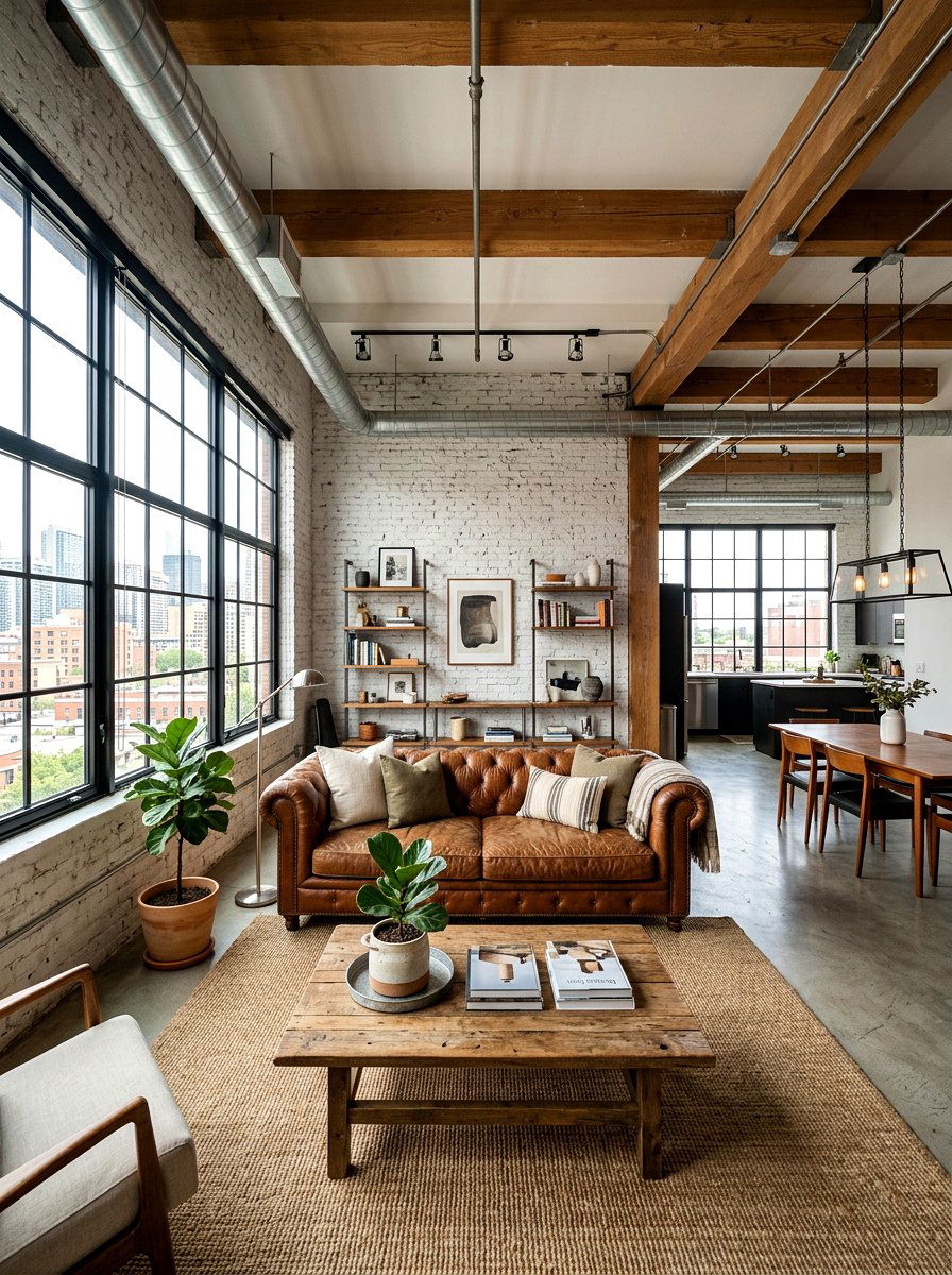 Industrial loft limewash brick - 30 limewashed brick wall ideas