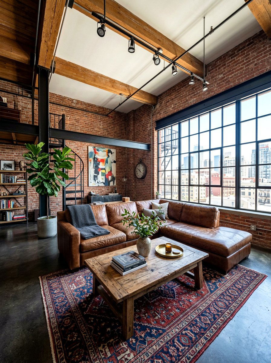 Industrial loft living room - 30 loft living room ideas