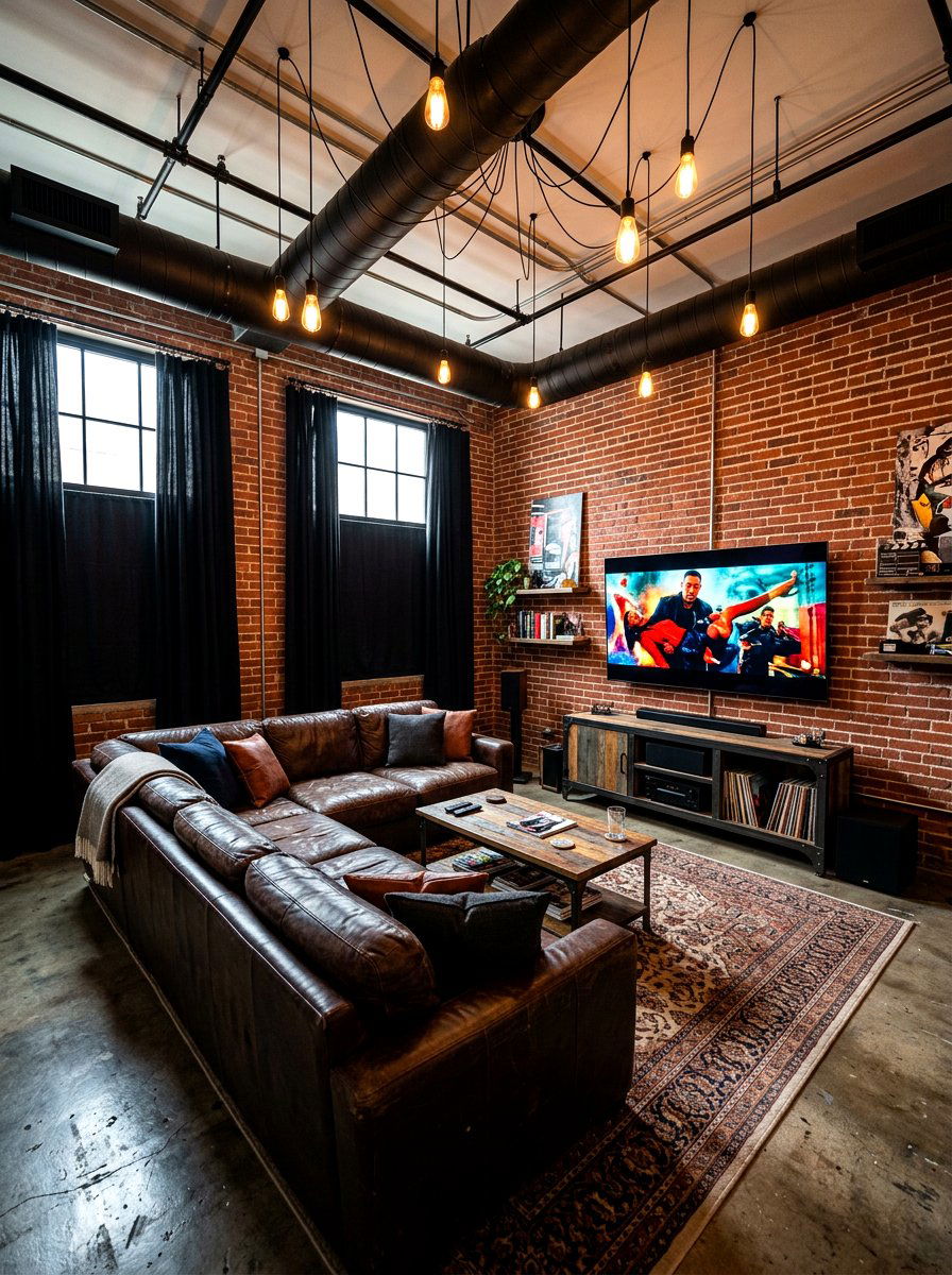 Industrial media room - 30 movie room ideas