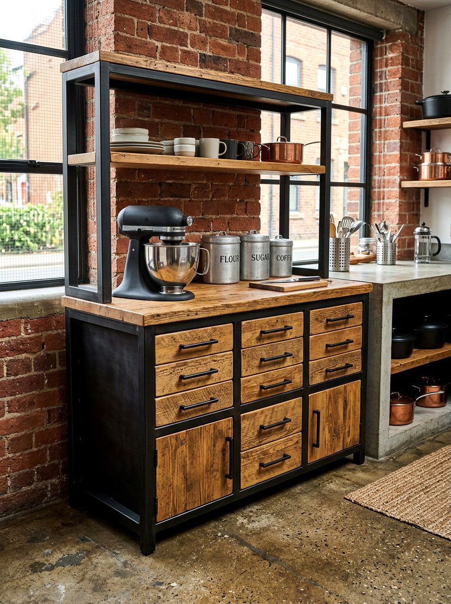Industrial metal and wood kitchen dresser - 30 dresser in kitchen ideas