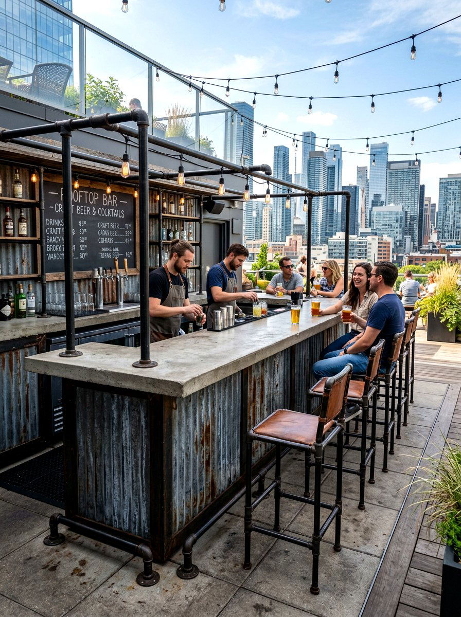 Industrial metal bar - 30 backyard bar ideas