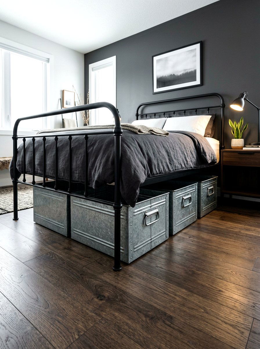 Industrial metal bins - 30 under bed storage aesthetic ideas