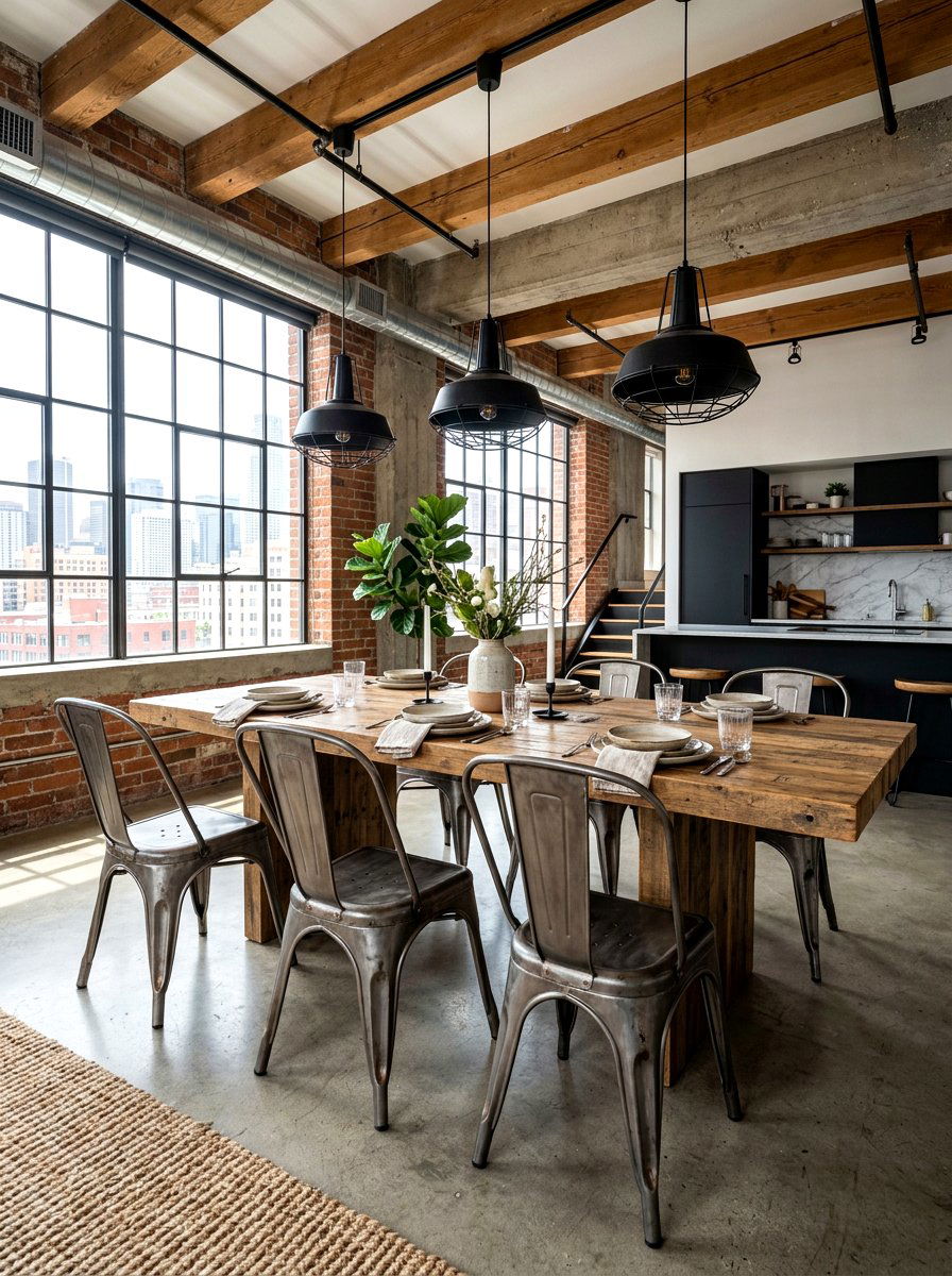 Industrial metal chairs - 30 Paris cafe dining room ideas