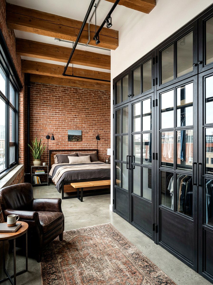 Industrial metal closet doors - 30 bedroom closet door ideas