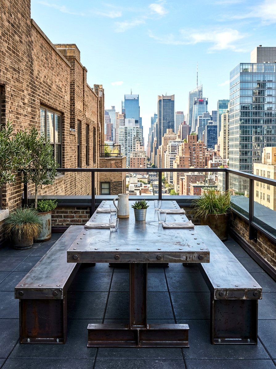 Industrial metal dining set - 30 outdoor dining furniture ideas