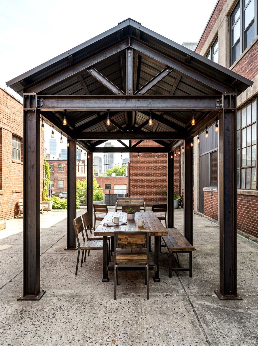 Industrial metal gazebo - 30 patio gazebo ideas