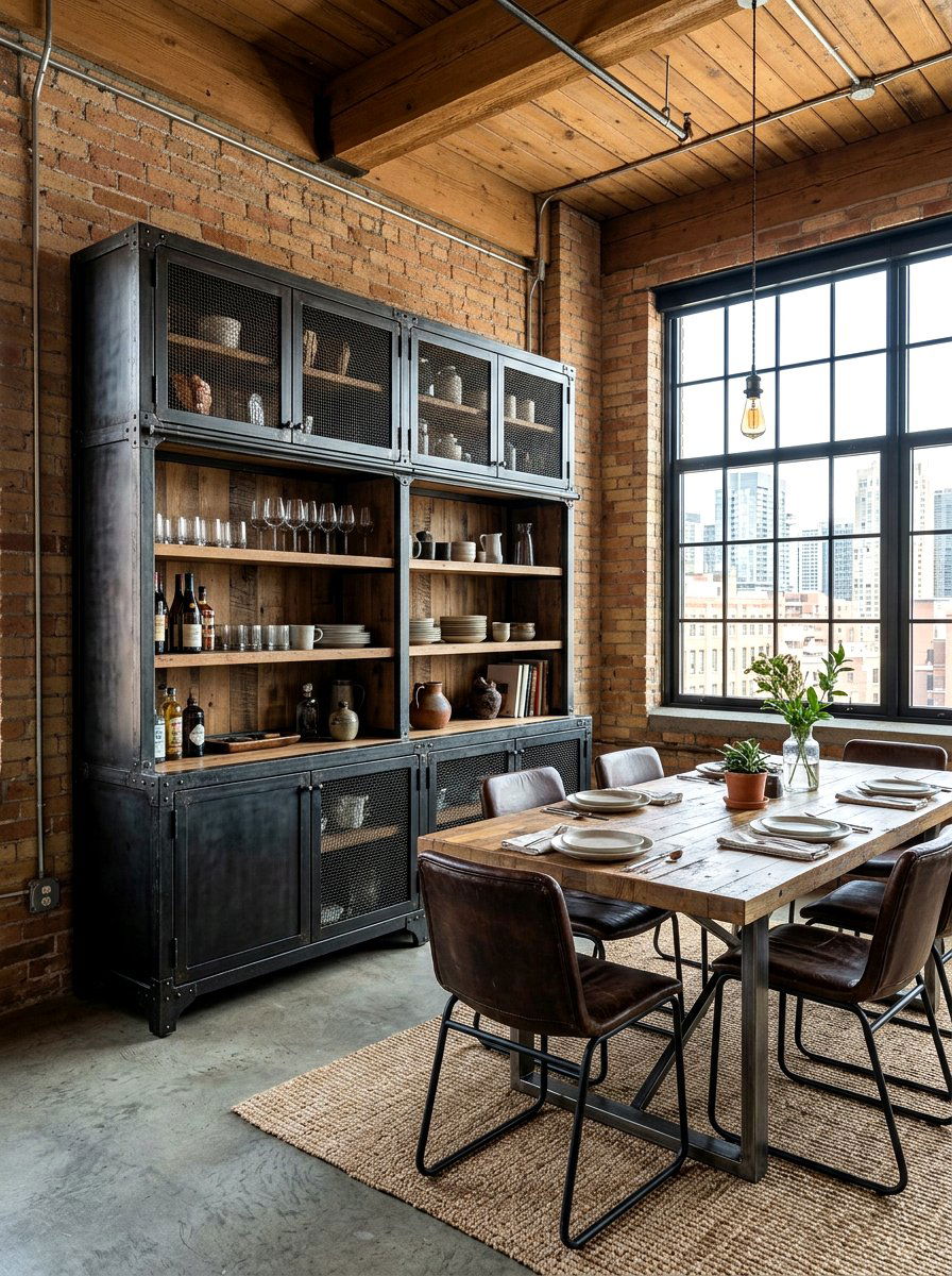 Industrial metal hutch - 30 statement hutch dining ideas