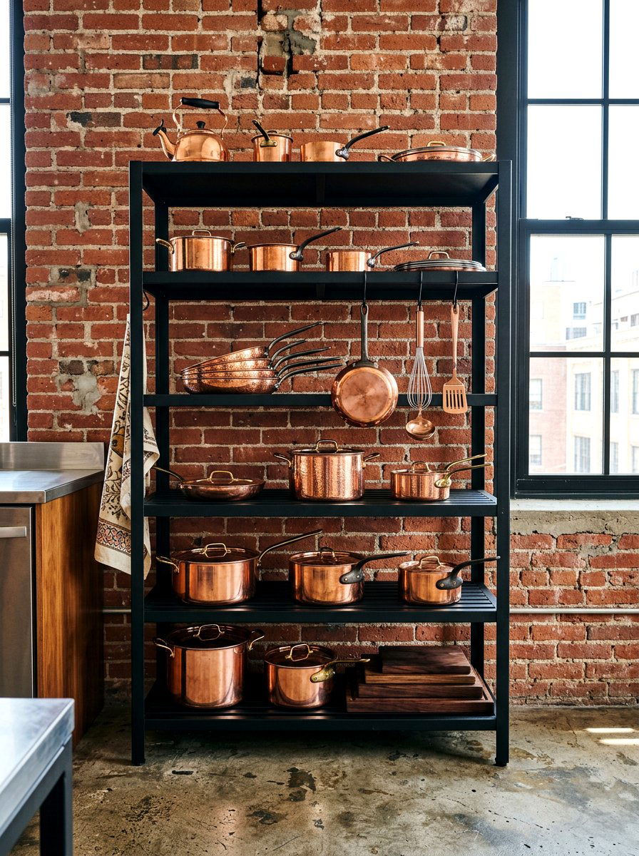 Industrial metal kitchen rack - 30 freestanding furniture kitchen ideas