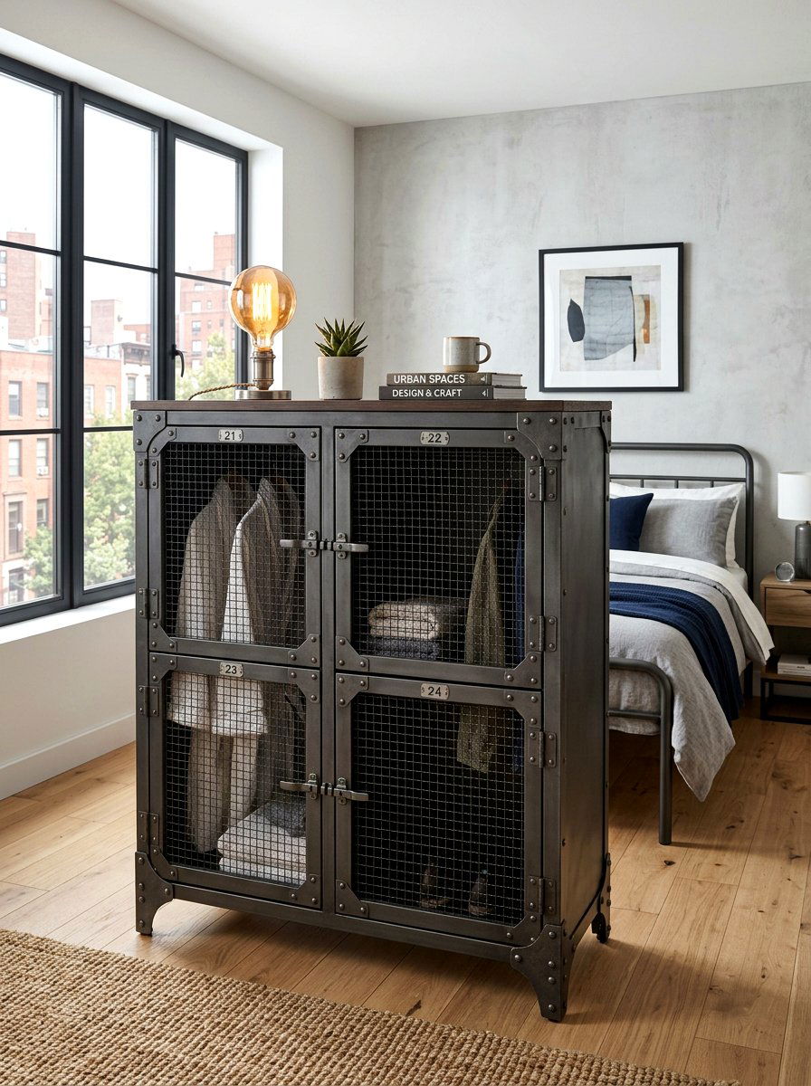 Industrial metal locker stand - 30 guest room nightstand ideas