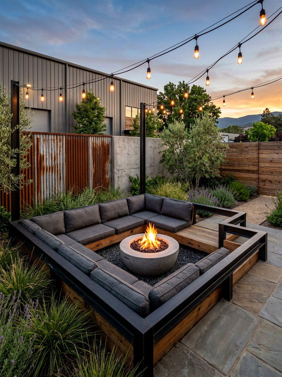 Industrial metal patio furniture - 30 pizza night patio ideas