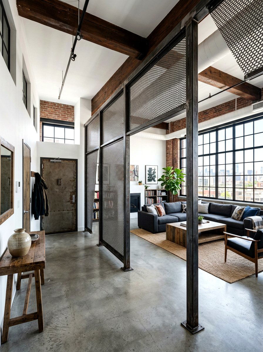 Industrial metal screens - 30 broken floor plan apartment ideas