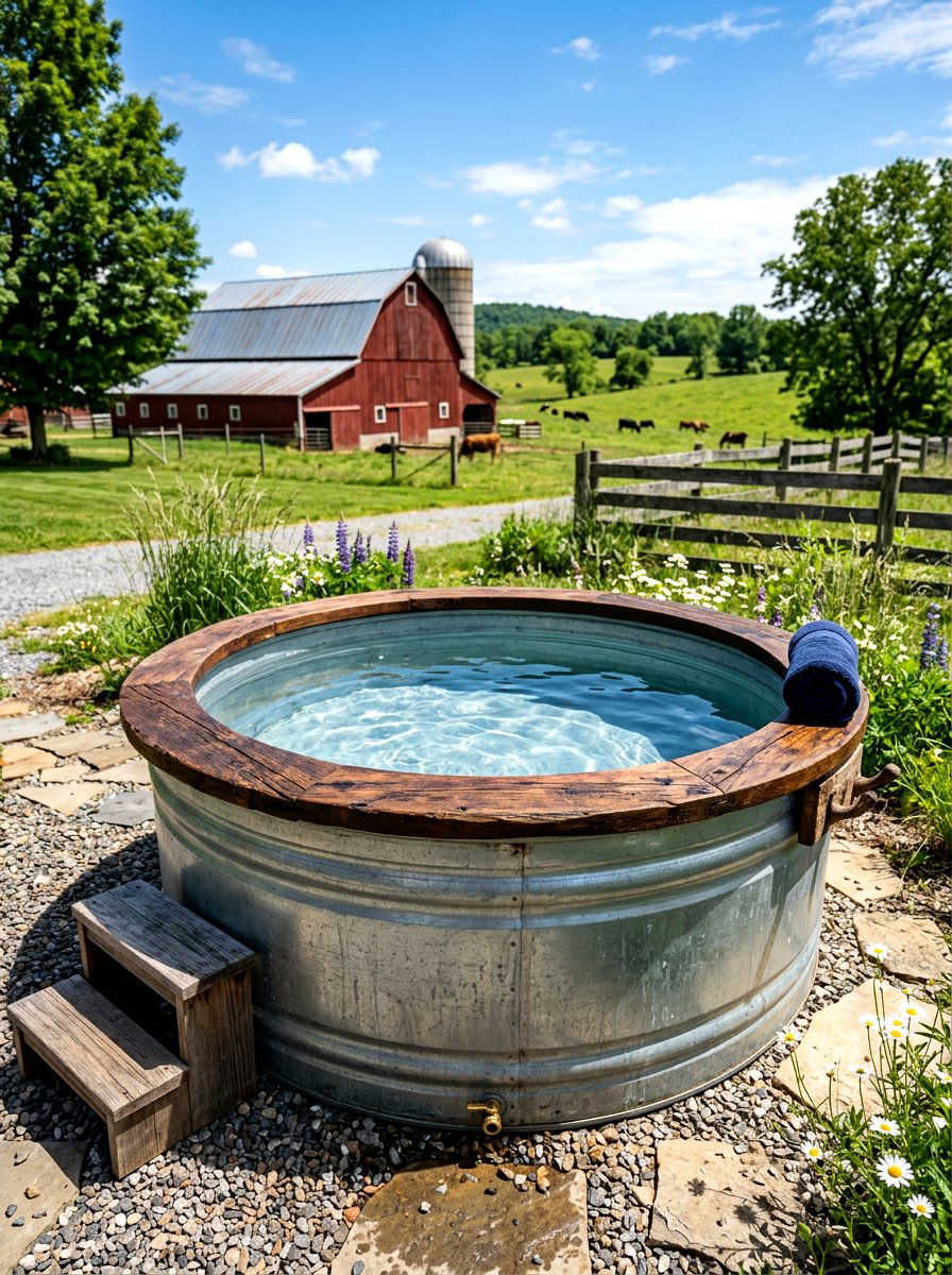 Industrial metal stock tank - 30 cold plunge bath ideas
