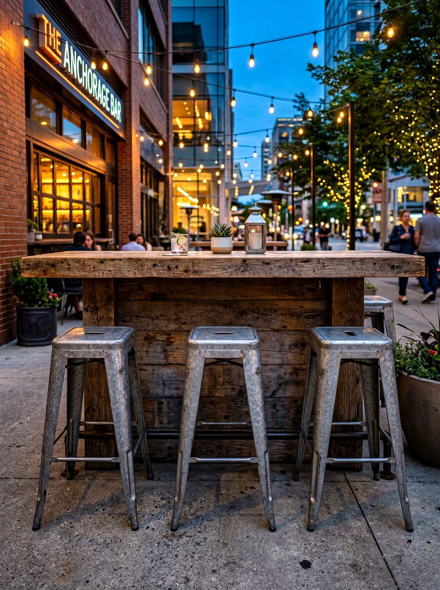 Industrial metal stools - 30 front porch seating nook ideas