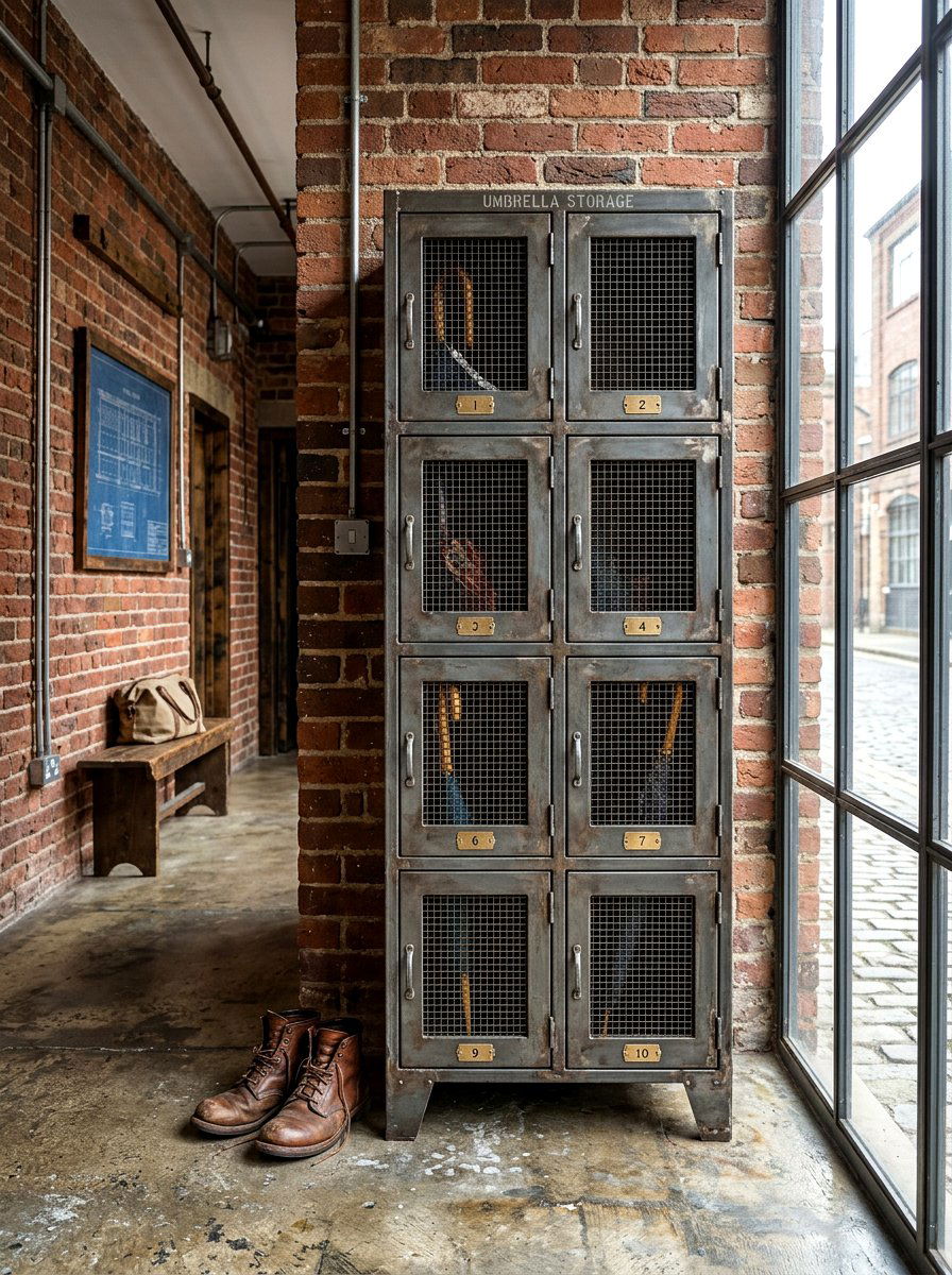 Industrial metal umbrella locker - 30 umbrella cabinet ideas