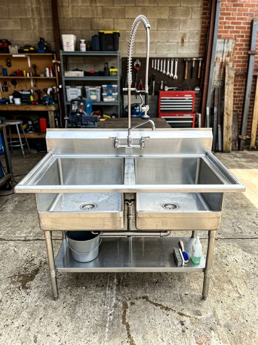 Industrial metal utility sink - 30 outdoor sink station ideas