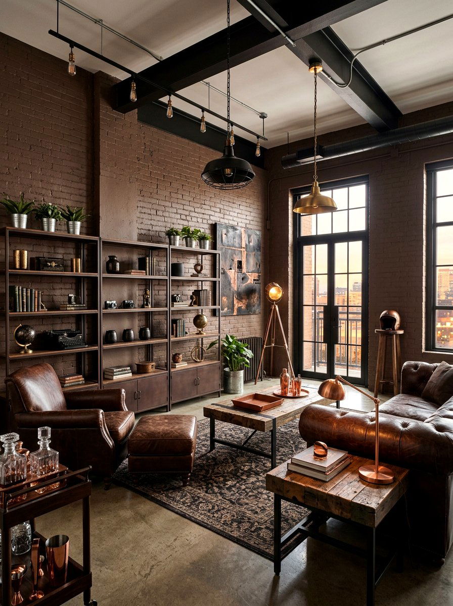 Industrial mocha living room - 30 monochrome mocha living room ideas