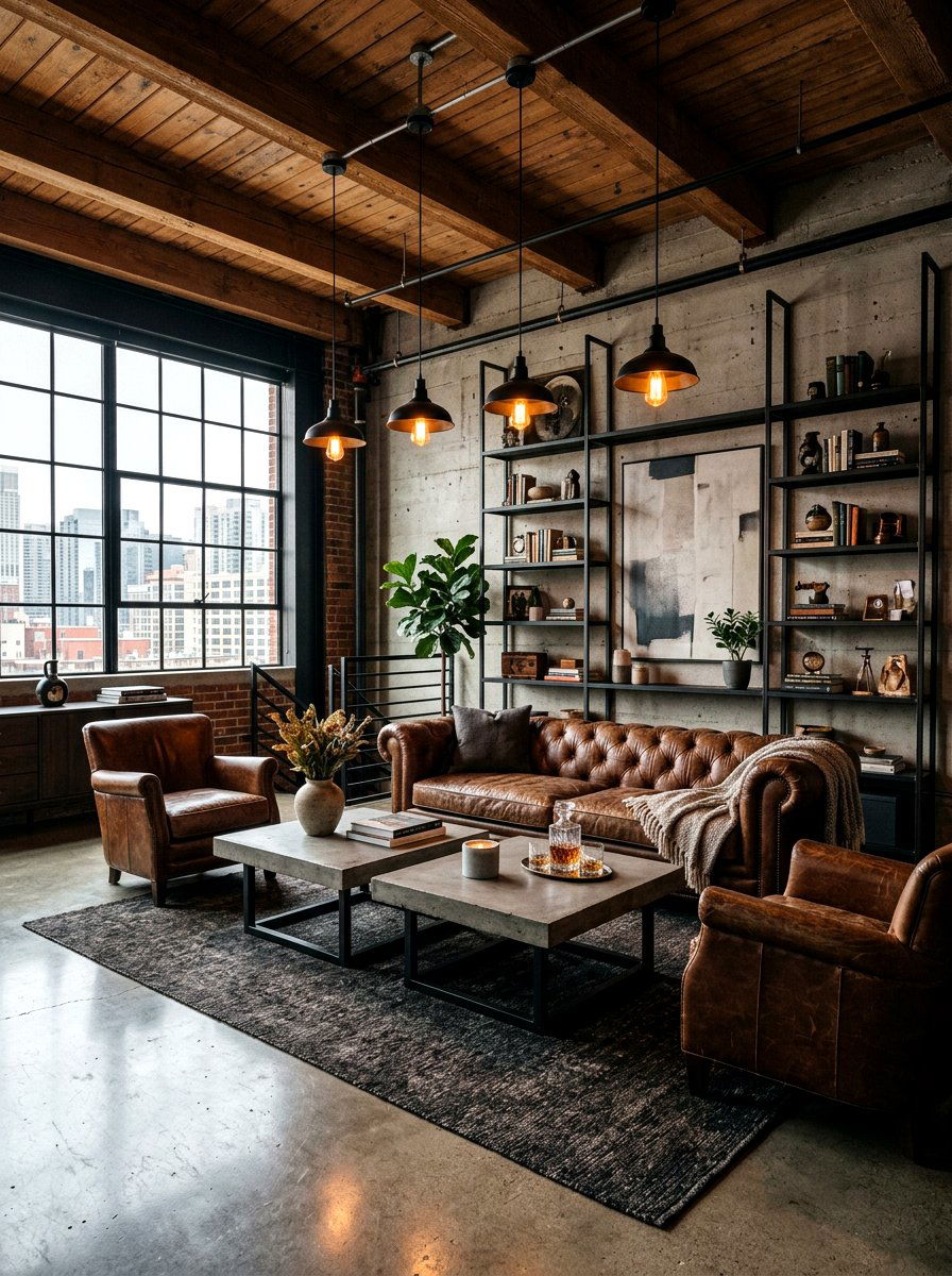 Industrial moody living room - 30 moody fall living room ideas