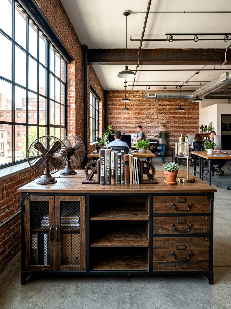 Industrial office credenza style - 30 office credenza styling ideas