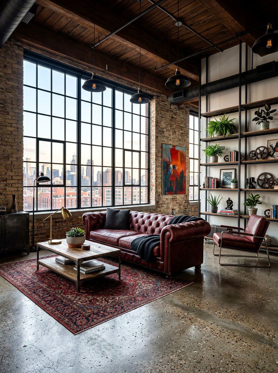 Industrial oxblood living room - 30 oxblood accent living room ideas