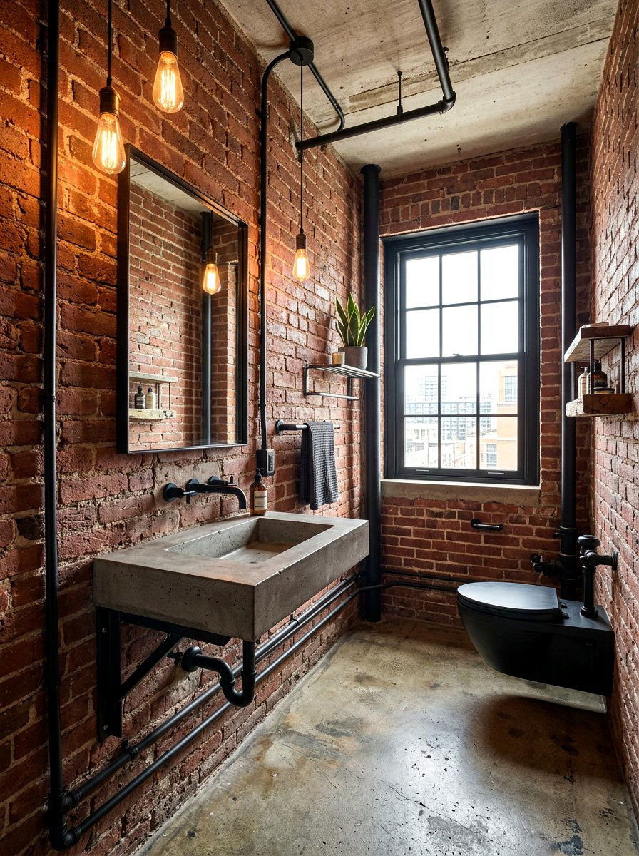 Industrial oxblood powder room - 30 oxblood powder room ideas