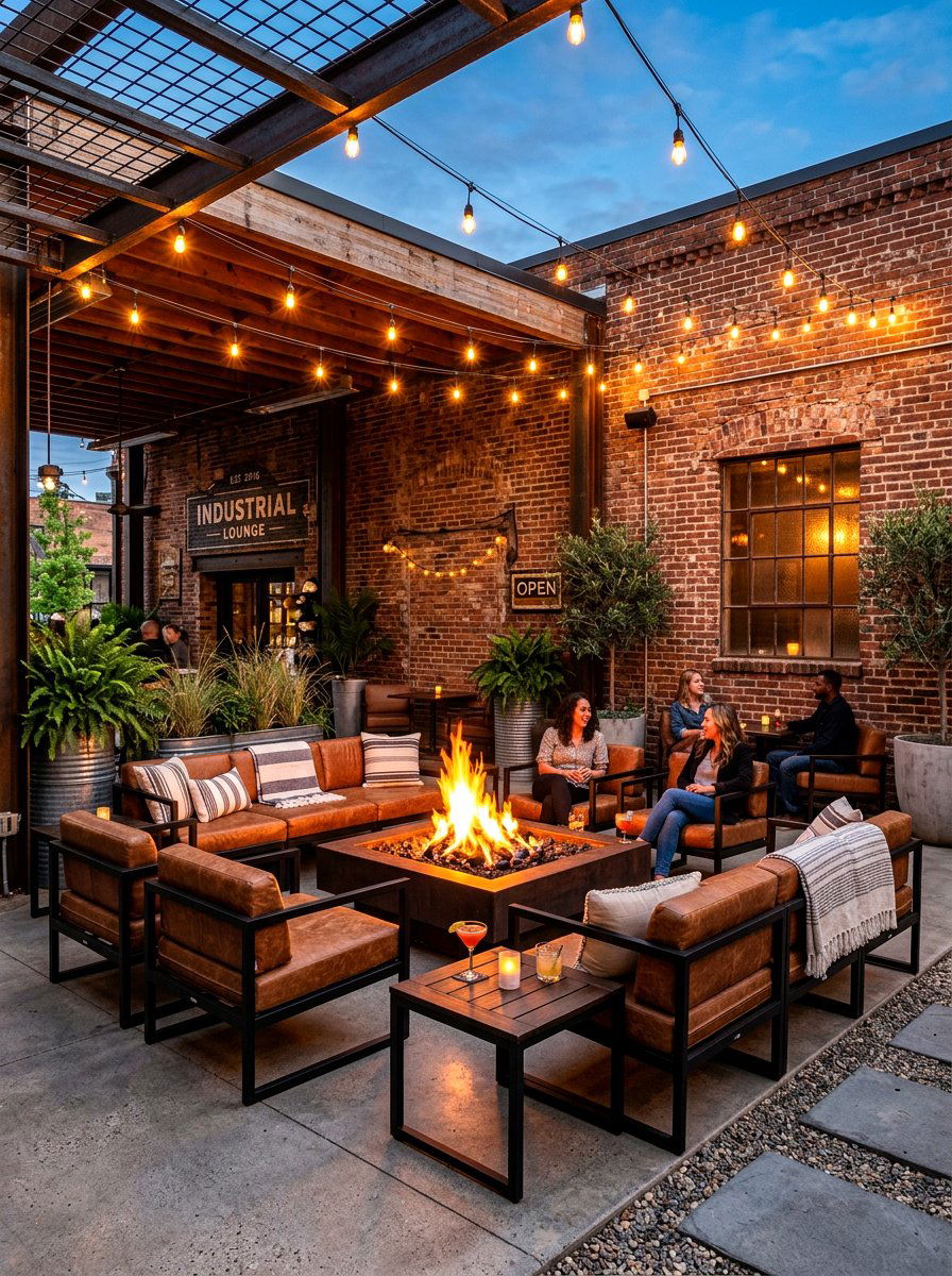 Industrial patio lounge - 30 backyard club lounge ideas