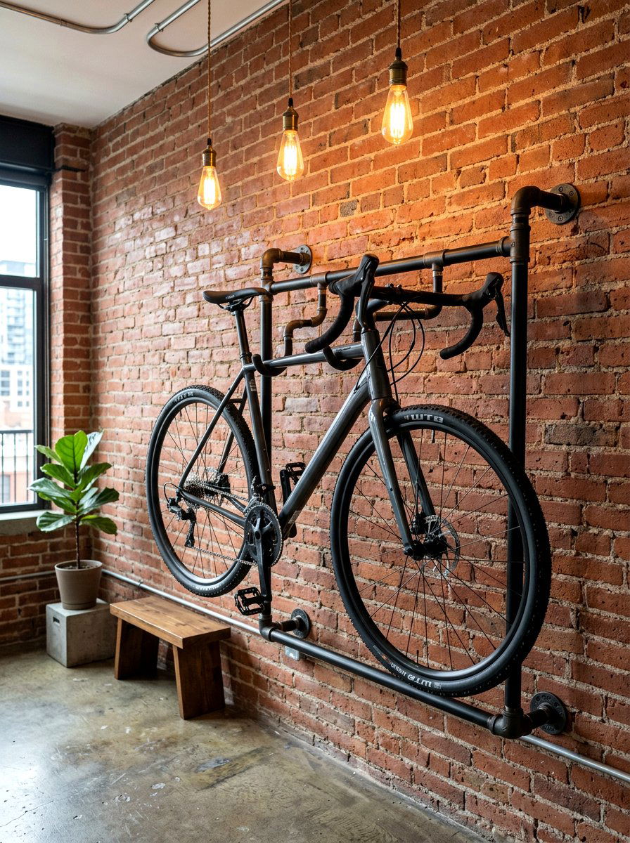 Industrial pipe bike rack - 30 garage bike storage ideas