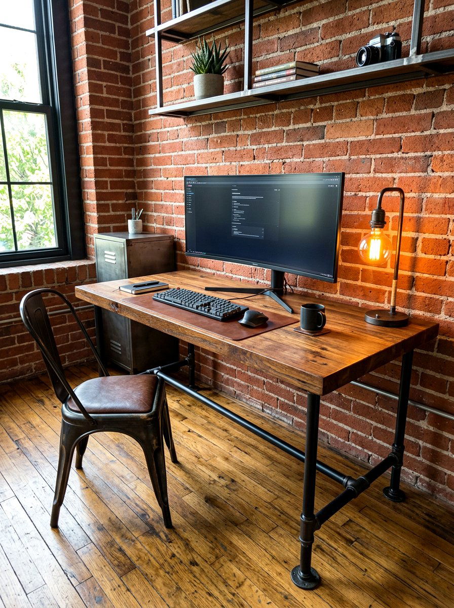 Industrial pipe desk setup - 30 homework nook ideas