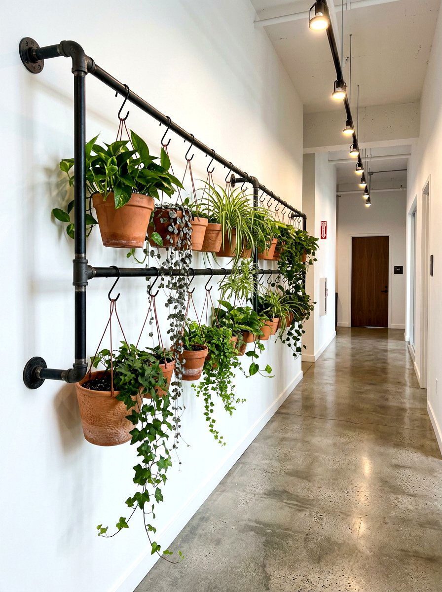 Industrial pipe hanger - 30 hanging planter ideas