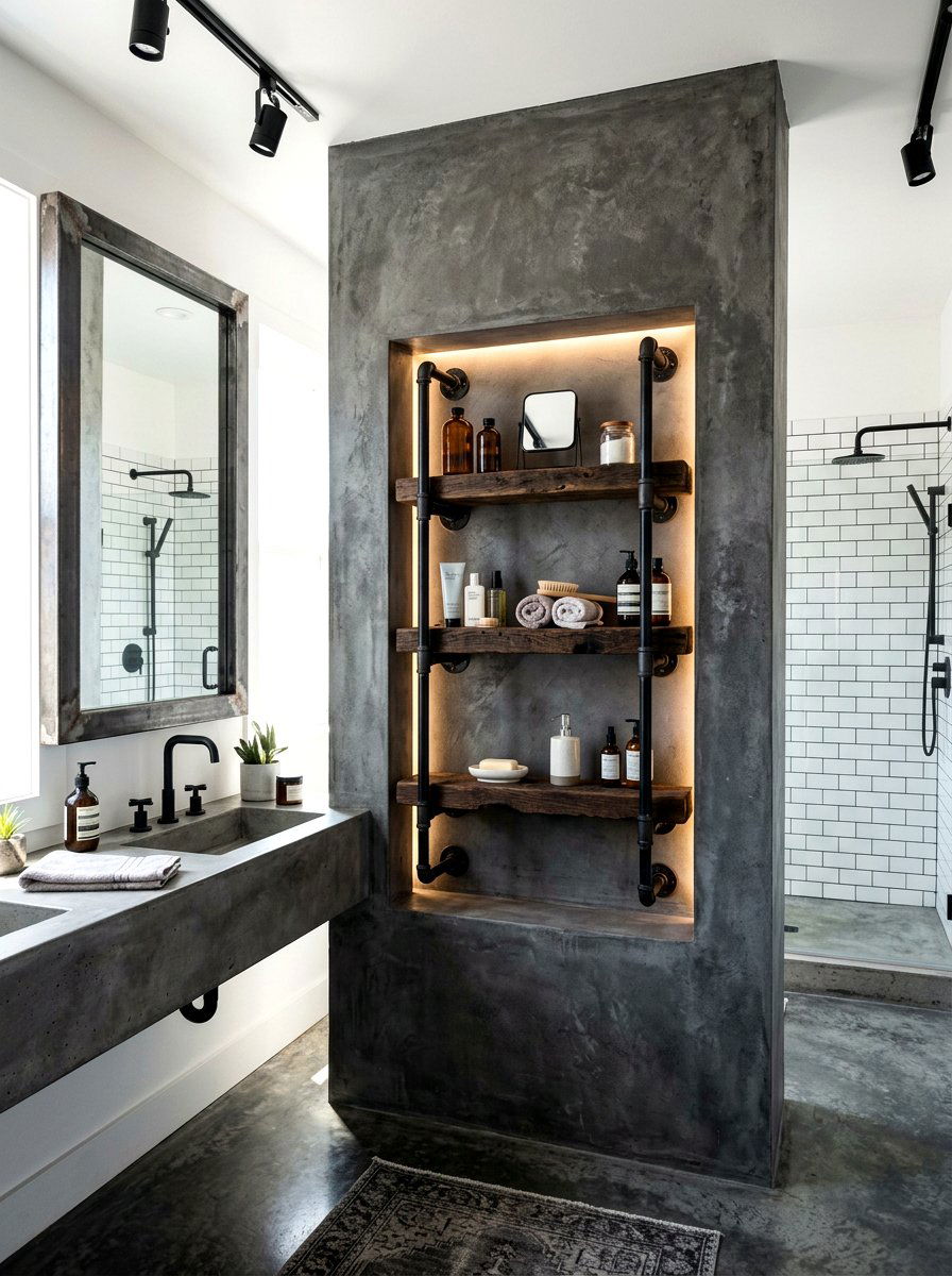Industrial pipe medicine niche - 30 recessed medicine niche ideas