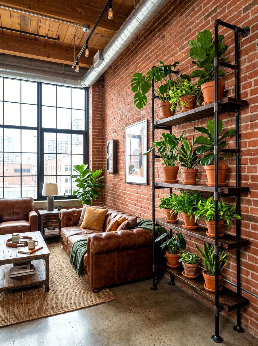 Industrial pipe plant rack - 30 apartment vertical garden ideas