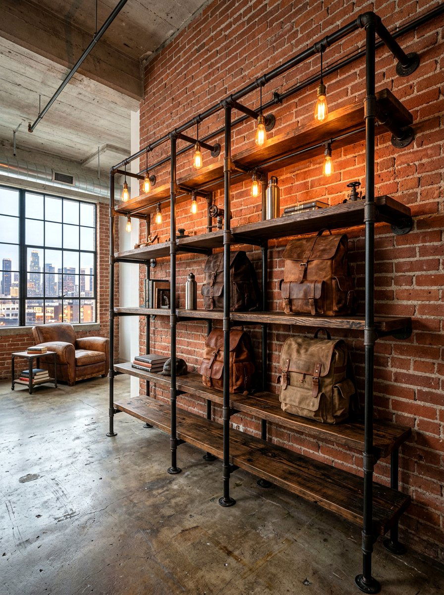 Industrial pipe rack - 30 drop zone shelf ideas