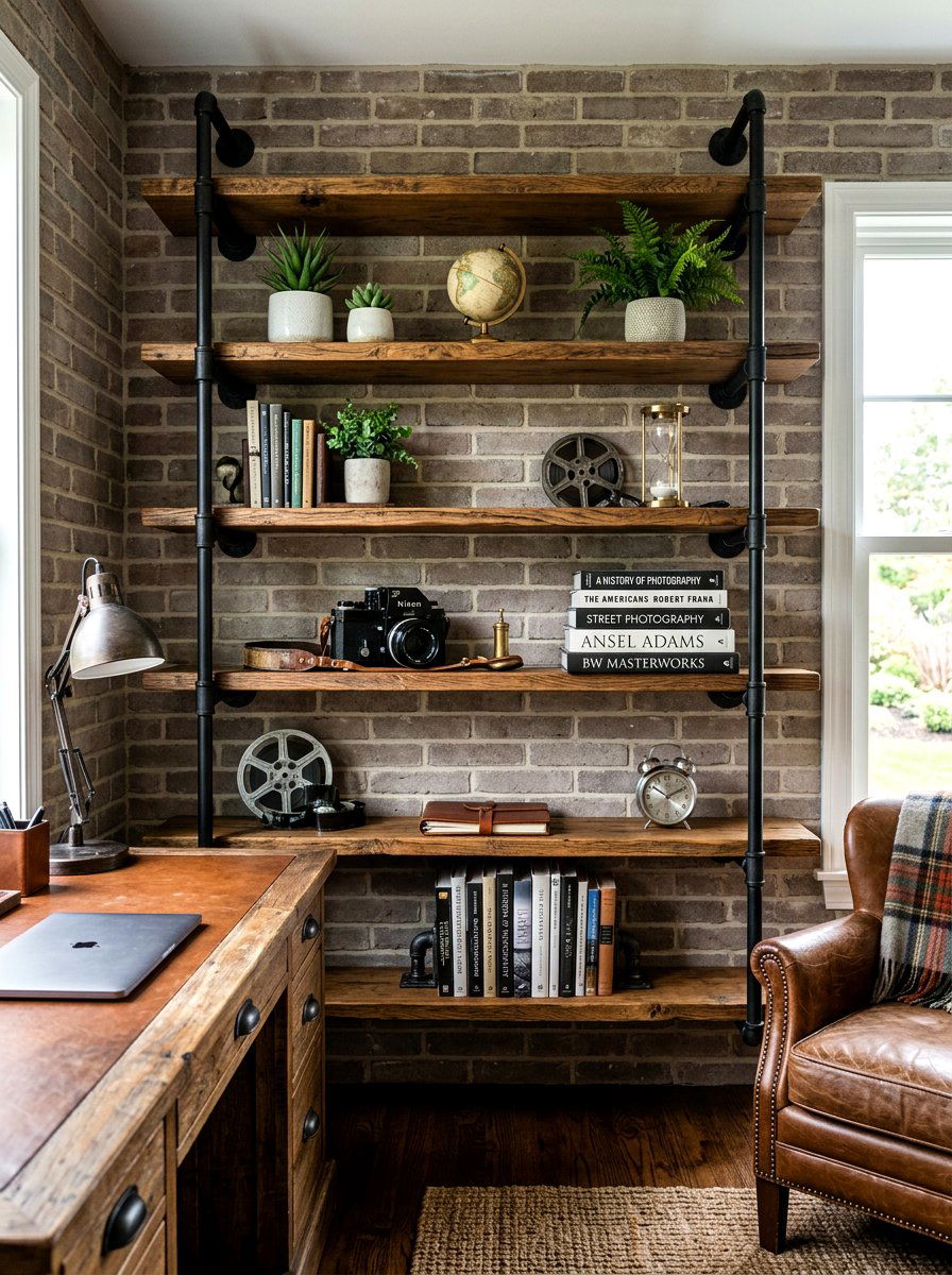 Industrial pipe shelf - 30 minimalist shelf styling ideas
