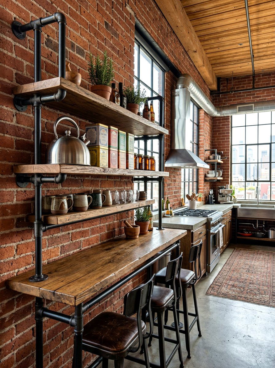 Industrial pipe shelf bar - 30 matcha station ideas