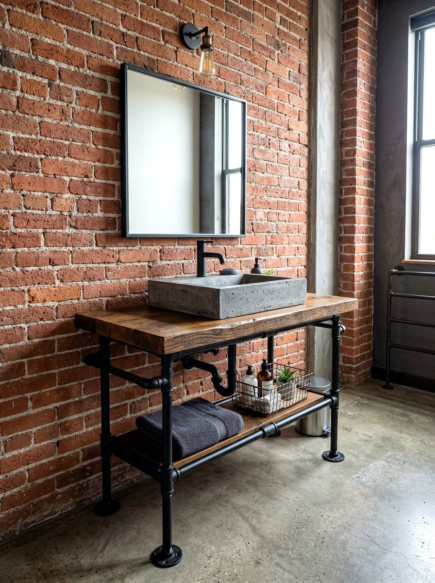 Industrial pipe vanity - 30 powder room vanity ideas
