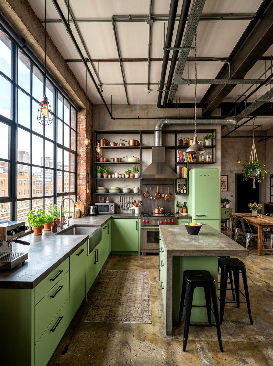 Industrial pistachio kitchen design - 30 pistachio kitchen ideas