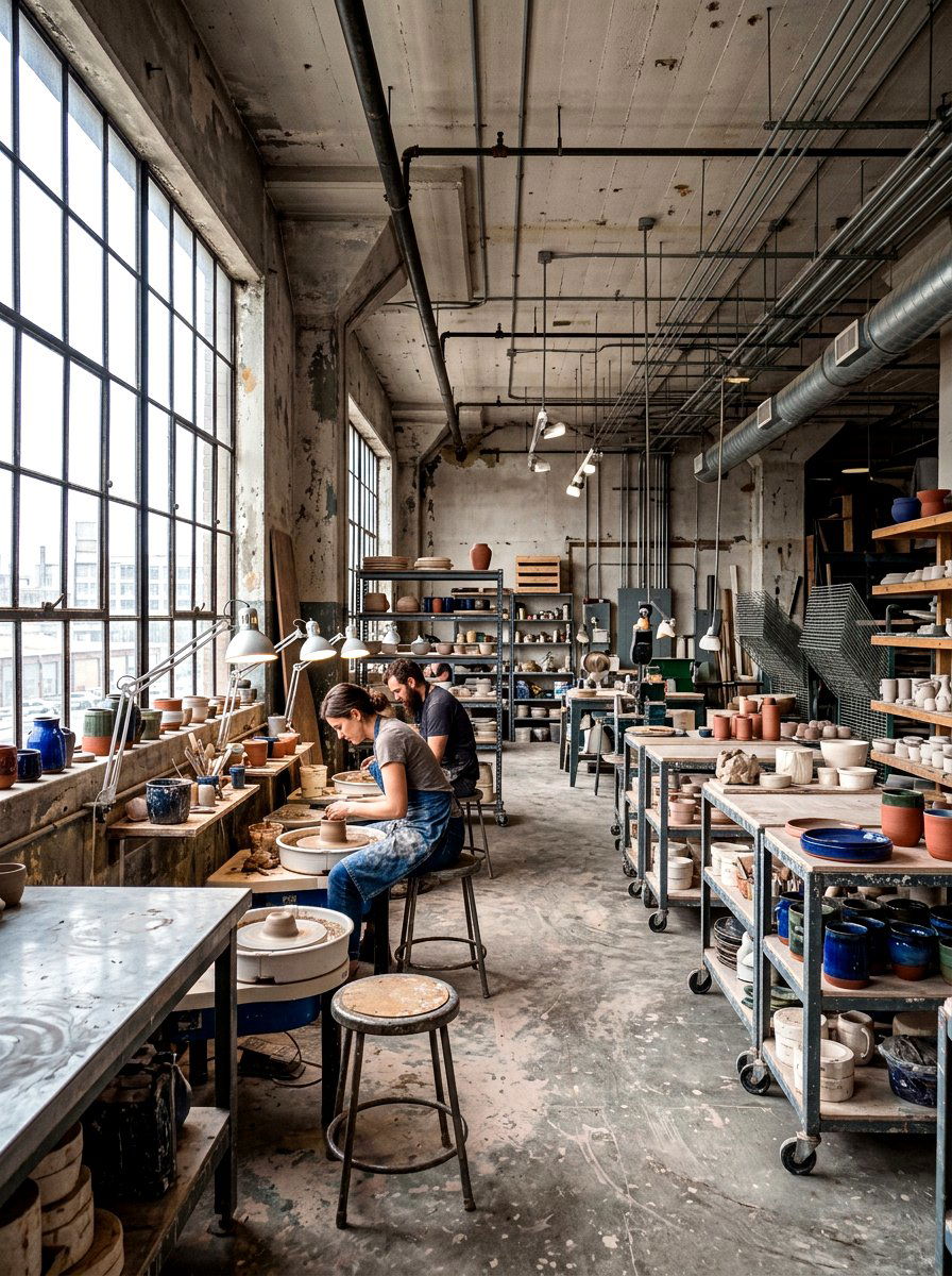 Industrial pottery studio - 30 pottery room ideas