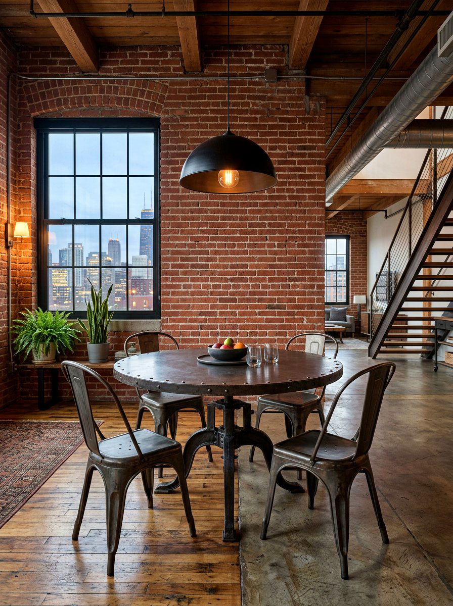Industrial round metal table - 30 round dining table ideas