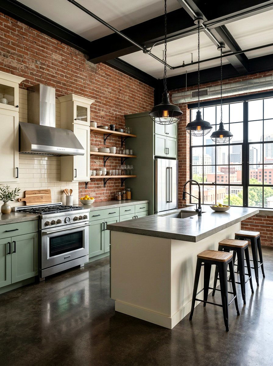 Industrial sage and cream kitchen - 30 cream and sage kitchen ideas