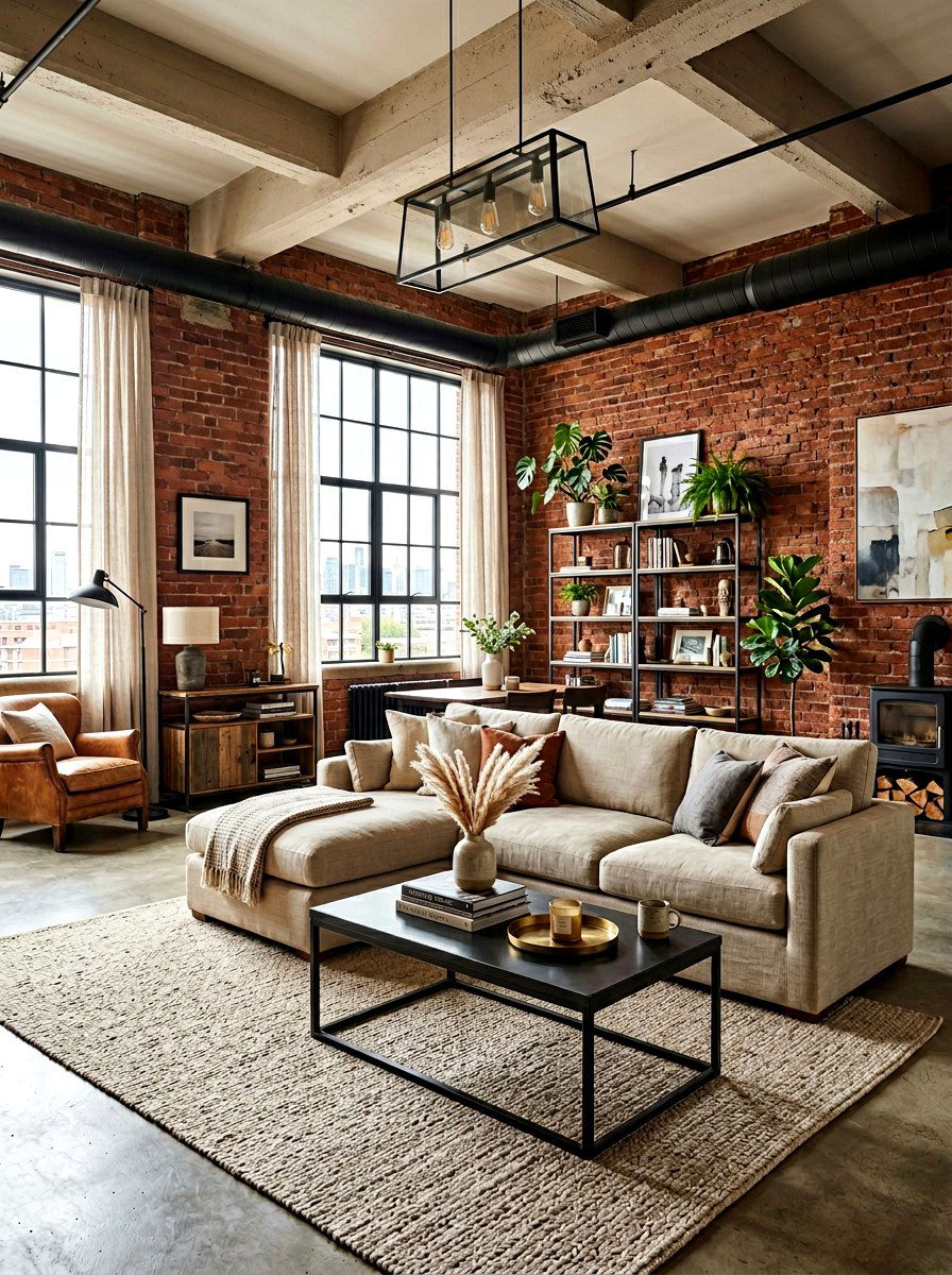Industrial sand living room - 30 sand color living room ideas