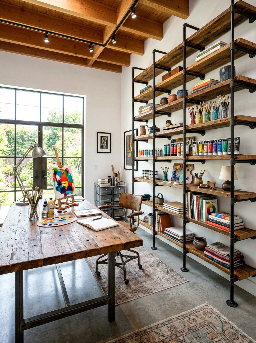 Industrial shelving unit - 30 long wall decor ideas