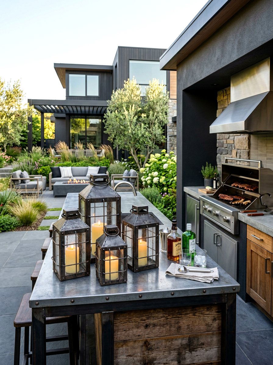 Industrial steel lanterns - 30 lantern patio cluster ideas