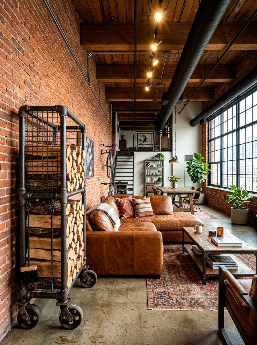 Industrial steel log storage rack - 30 log holder ideas